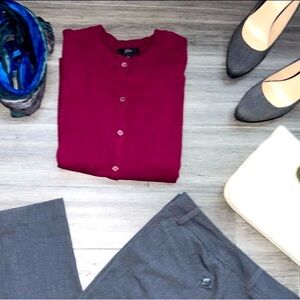 J.Crew Women’s Cotton Blend Red Cardigan - LG